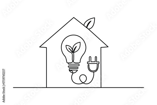 Light bulb continuous one line drawing minimalist vector illustration
