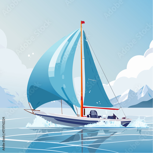 Sailboat on water with sails up