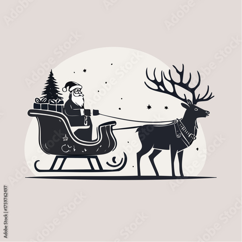 Santa and reindeer in a sleigh