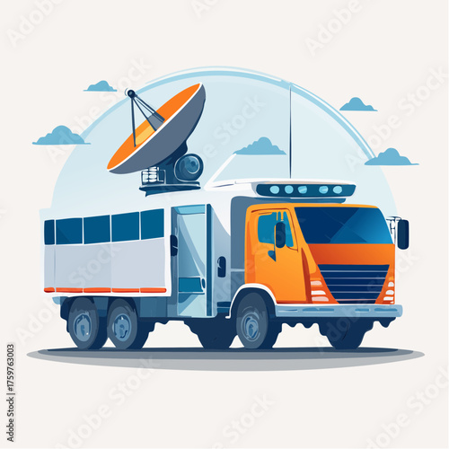Satellite truck with communication dish