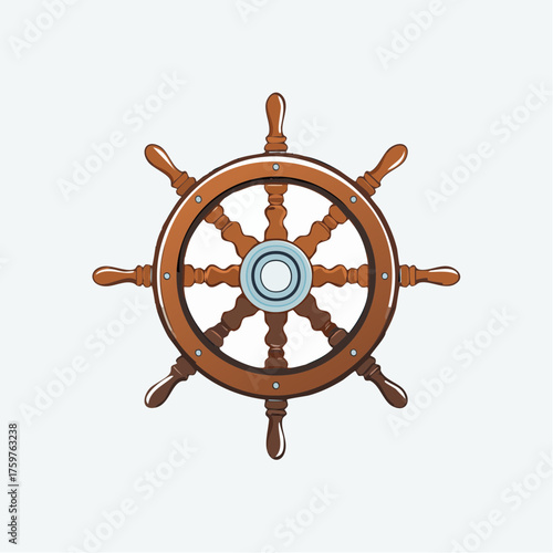 Ship's helm on a white background