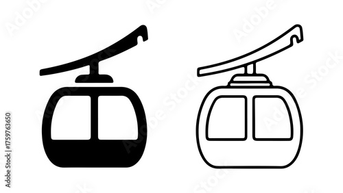 Cable car icons with transparent background