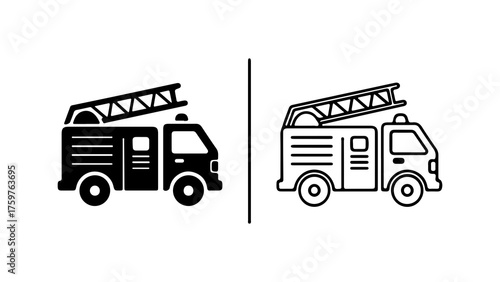 Fire truck icons with transparent background