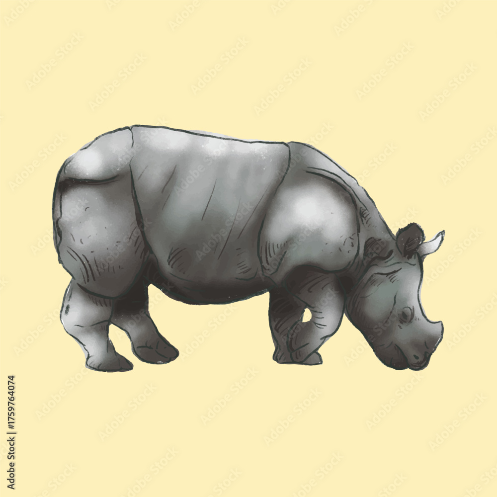 Fototapeta premium Illustration of an Endangered Animals Rhinoceros