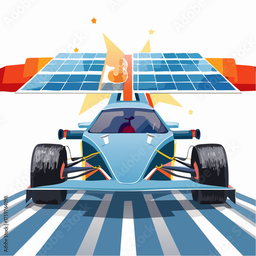 Solar powered race car on track