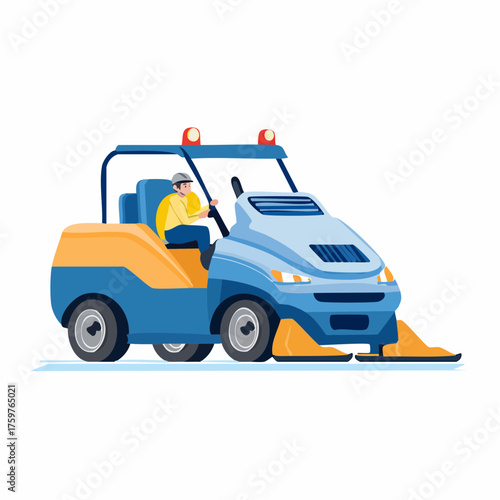 Street sweeper vehicle with driver