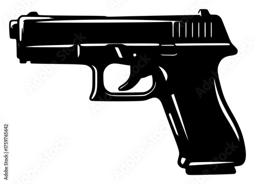 pistol on a transparent background, black, drawing, gun, icon, picture, silhouette 