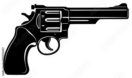 revolver on a transparent background, black, gun, icon, picture, silhouette 