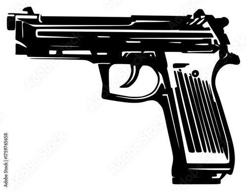 pistol on a transparent background, black, drawing, gun, picture, silhouette 