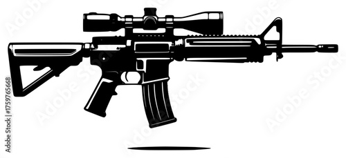 rifle with scope on a transparent background, black, gun, silhouette 