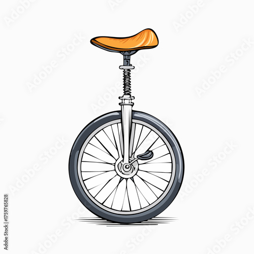 Unicycle with orange seat with transparent background