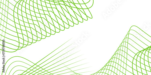 Modern abstract green wave liquid lines background.dots on a whit clean and fresh background,Frequency sound wave lines and technology curve lines,green wave lines frame