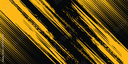Dots pop art comics sport style vector illustration. Dots halftone yellow and black color pattern gradient grunge texture dots sport