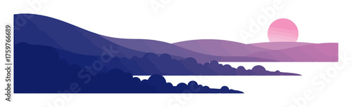 Serene Abstract Moonlight Gradient Vector - Minimalist Night Peace Design