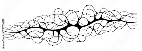 Abstract Neural Pathway Connection - Minimalist Brain Synaptic Network Vector