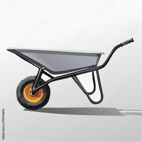 Wheelbarrow on a plain background