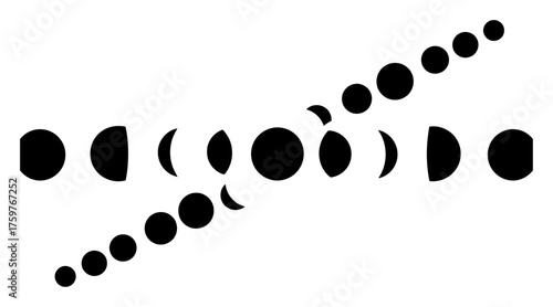 Minimalist Vector Orbiting Moons Pattern - Clean, High Contrast Space Design
