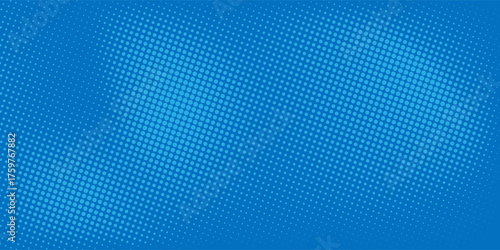 Cyan blue pop art background with halftone polka dots in retro comic style