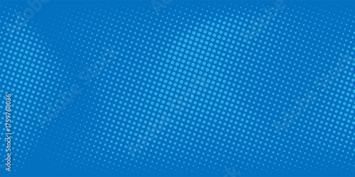 Cyan blue pop art background with halftone polka dots in retro comic style