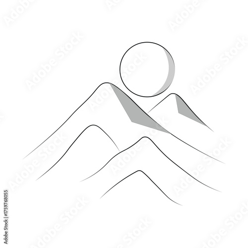 vector illustration of mountain, line art of  mountain, maountain