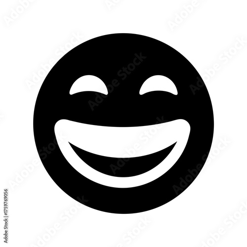 Smiling black emoji illustration conveying happiness, joy, and positive emotions