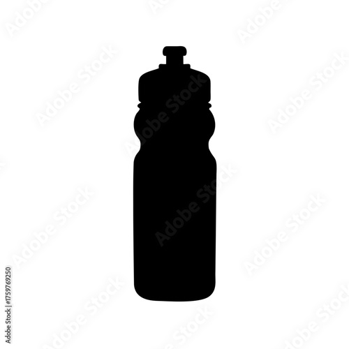 Silhouette of a reusable water bottle, useful for sports and outdoor activities