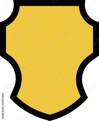 Contemporary shield crest with a sleek blackout design, outlined in black over a yellow silhouette.