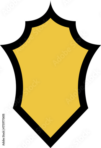 Shield crest designed for monograms, featuring a bold structure with black outlines over a yellow background.
