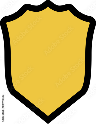 Traditional medieval shield with a classic design, outlined in black with a yellow fill.