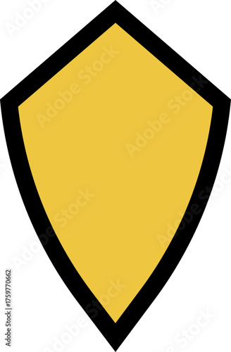 Shield insignia incorporating a crescent moon motif, outlined in black with a yellow base.