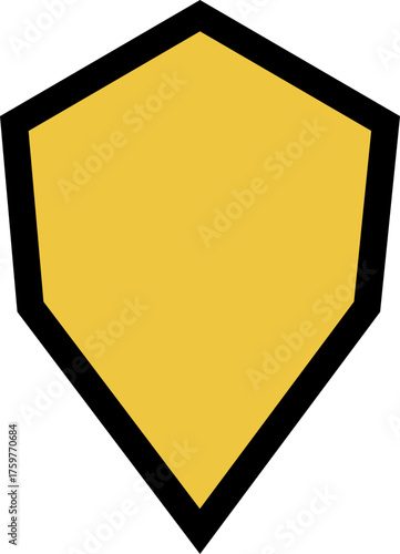 Shield-shaped badge with a double-edged border and a central emblem representing a royal insignia.