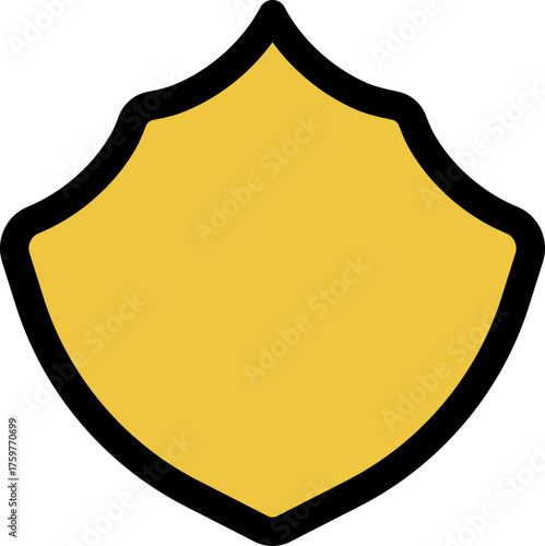Shield insignia with an elegant dark-toned design, outlined in black with a yellow fill.