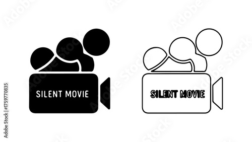 Silent movie camera icon with transparent background