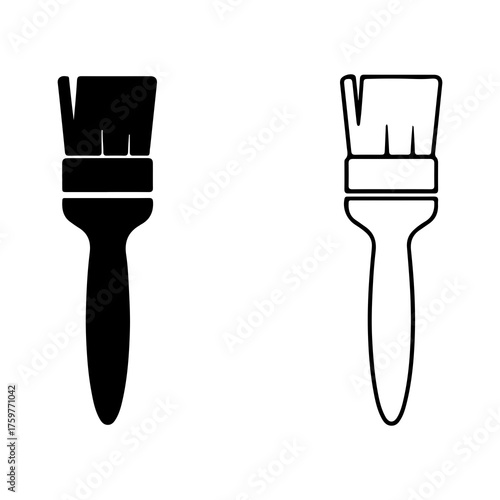 Paintbrushes outline and solid with transparent background