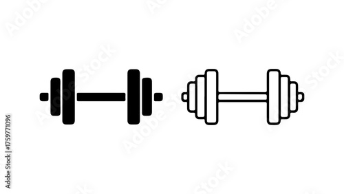 Barbell and dumbbell icons with transparent background