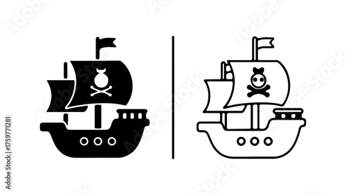 Pirate ship icon with transparent background