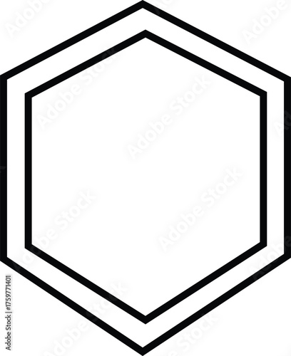 Simple geometric illustration of a benzene ring with double lines representing chemical bonds on a white background