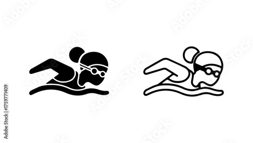 Swimmer in water with transparent background