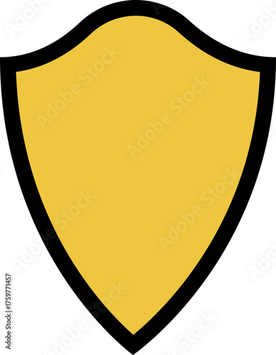 Steel-plated warrior badge with a strong, structured frame and protective design, outlined in black contour.