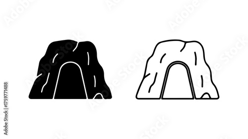 Cave entrance outline with transparent background