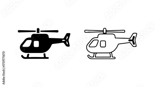 Helicopter icon set with transparent background