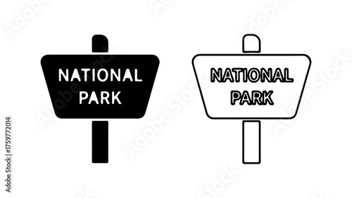National park signs with transparent background