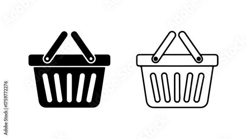 Shopping baskets icon set with transparent background
