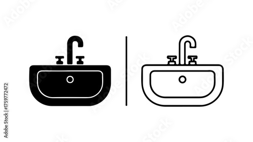 Bathroom sink with faucet with transparent background