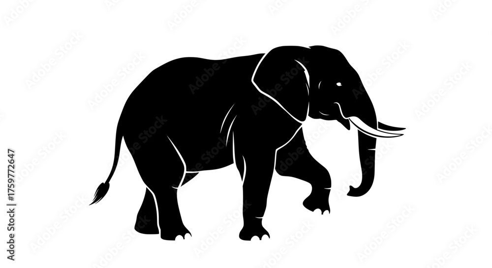 Fototapeta premium Black Elephant Silhouette Poses and Vector Art Collection