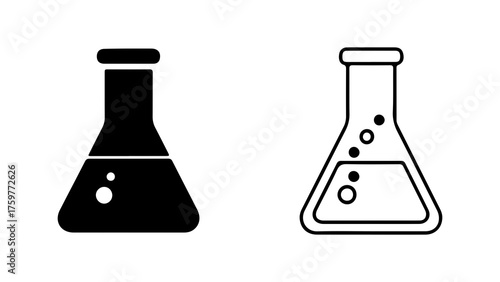 Flask icons with outline and solid fill with transparent background