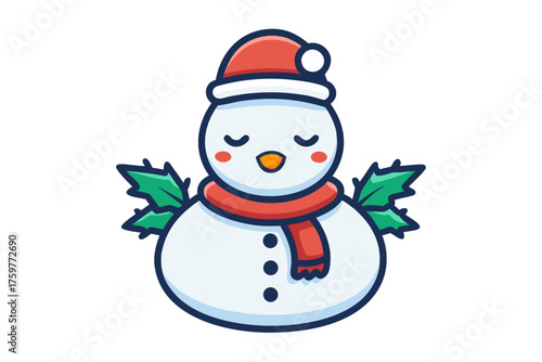 peaceful snowman closed eyes calm smile winter icon