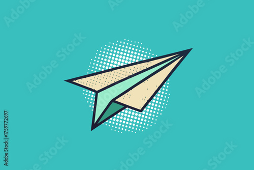 paper plane halftone dotted outline flying icon