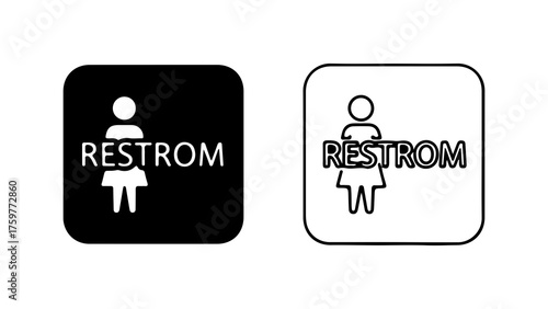 Restroom signs with person and toilet symbols with transparent background