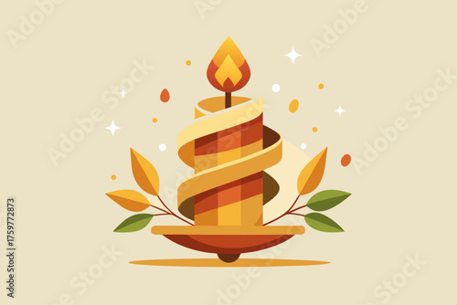 ribbon wrapped candle icon elegant candle with ribbon accent